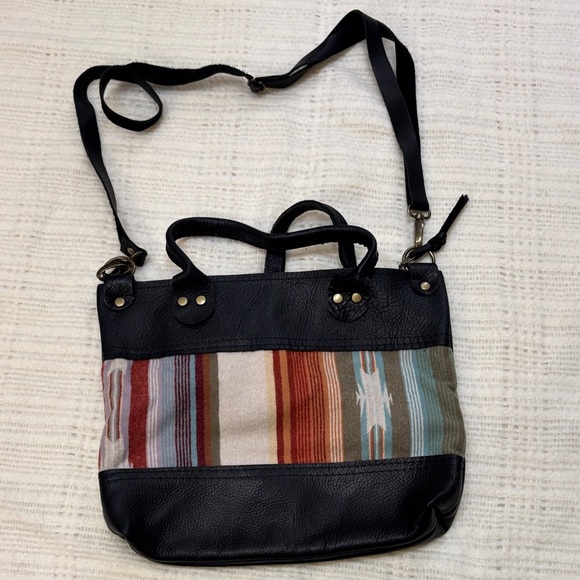 Hawks and Doves leather and wool Multicolor Striped Crossbody Bag - Picture 1 of 7